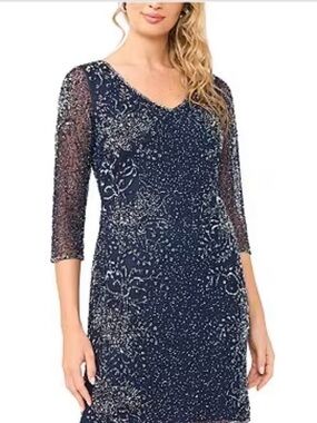 Pisarro Nights Beaded Charcoal V-Neck dress